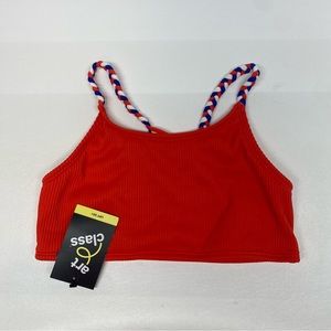 Art Class Swim Bikini Top Red White Blue Ribbed Patriot Size L 10/12